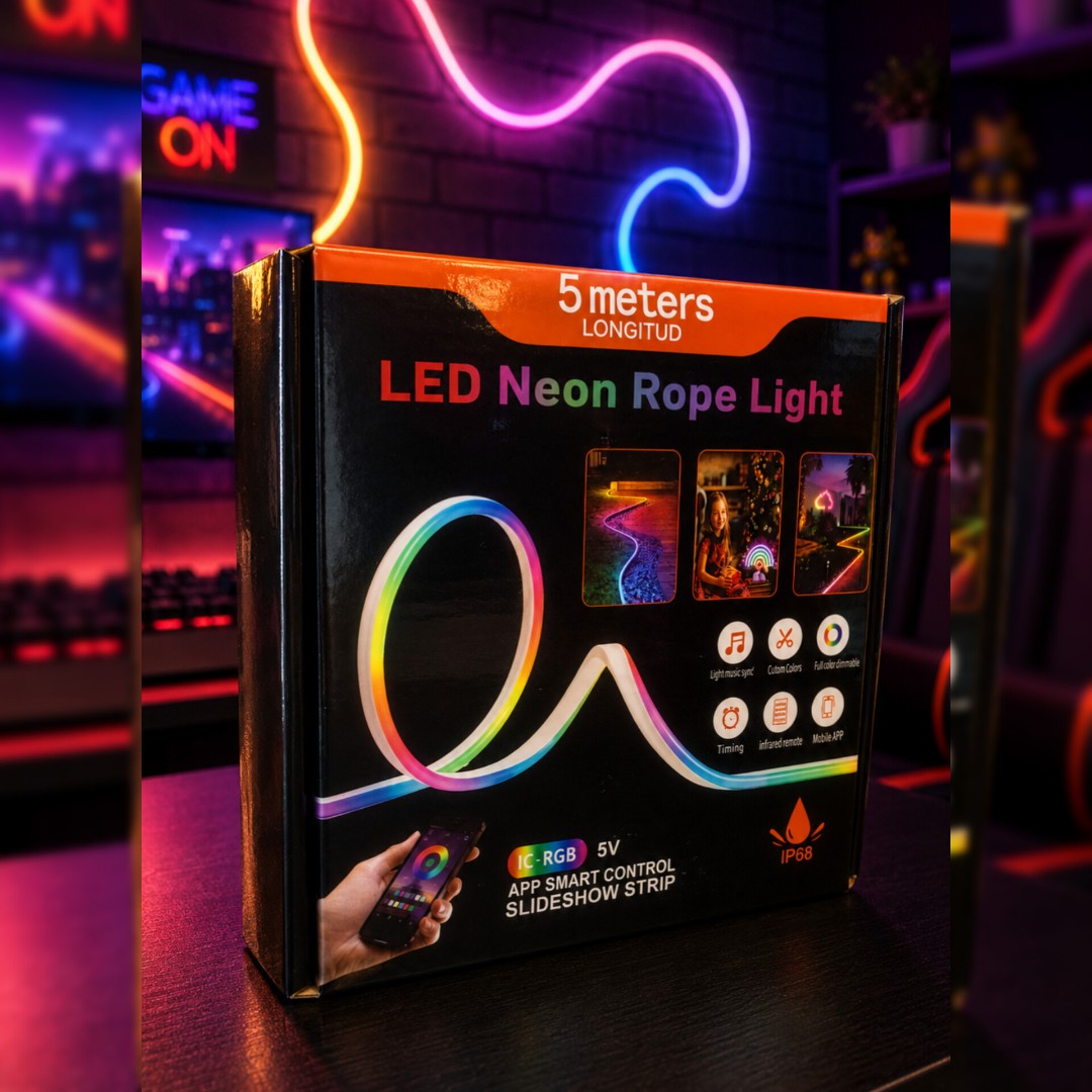 ریسه نئون فلکسی هوشمند 5 متری RGB-IC مدل USB موزیکال همراه با کنترل