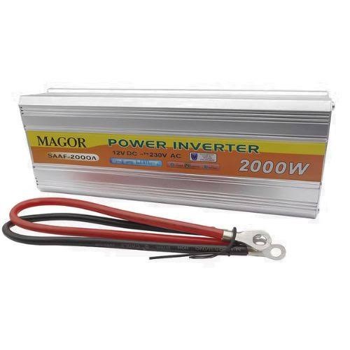 اینورتر و مبدل برق 2000 وات ماژور (MAGOR) مدل SAAF-2000A - تبدیل 12 به 220 ولت بدنه فلزی
