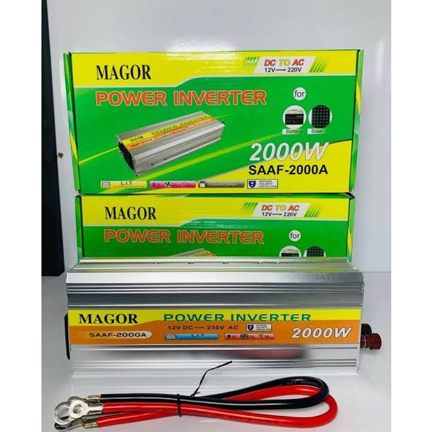 اینورتر و مبدل برق 2000 وات ماژور (MAGOR) مدل SAAF-2000A - تبدیل 12 به 220 ولت بدنه فلزی