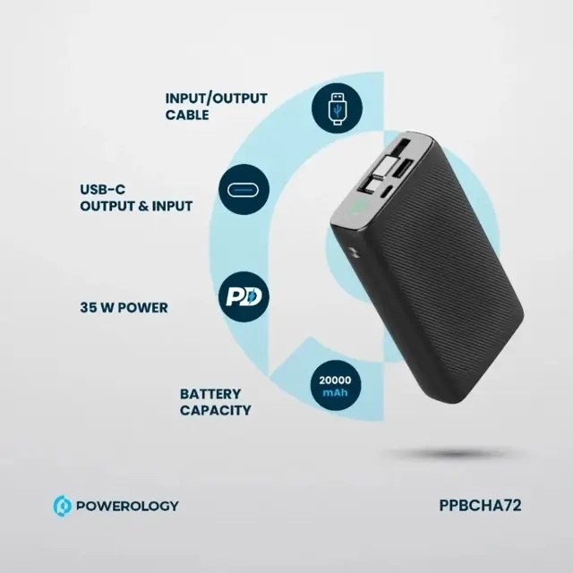 پاور بانک 20000 پاورولوژی 35 وات مدل POWEROLOGY PP072