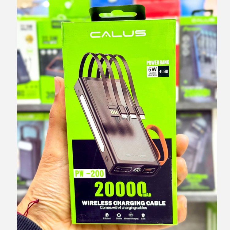 پاوربانک وایرلس شارژ 20 هزار میلی آمپر کالوس مدل CALUS PW-200