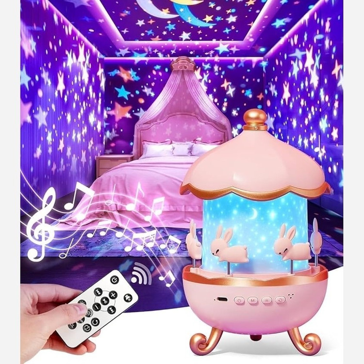 چراغ خواب پروژکتور خرگوشی Bunny Carousel Projector Night Light WH-E11