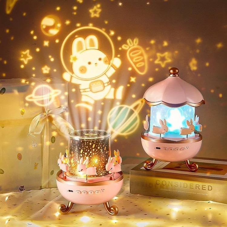 چراغ خواب پروژکتور خرگوشی Bunny Carousel Projector Night Light WH-E11