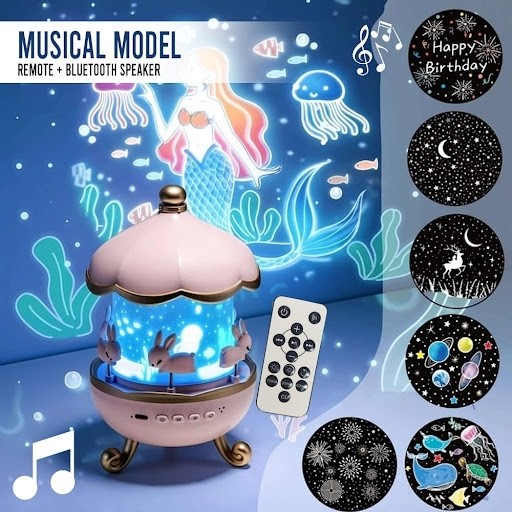 چراغ خواب پروژکتور خرگوشی Bunny Carousel Projector Night Light WH-E11