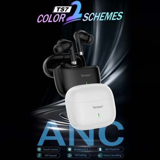 هندزفری بلوتوثی تلزیل مدل Telzeal I TS7 Active Noise cancelling