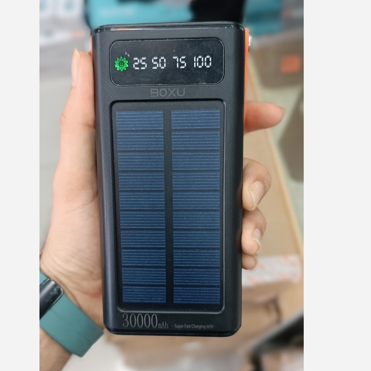 پاوربانک 30هزار خورشیدی 66 وات بوکسو مدل BOXU SOLAR PB-07