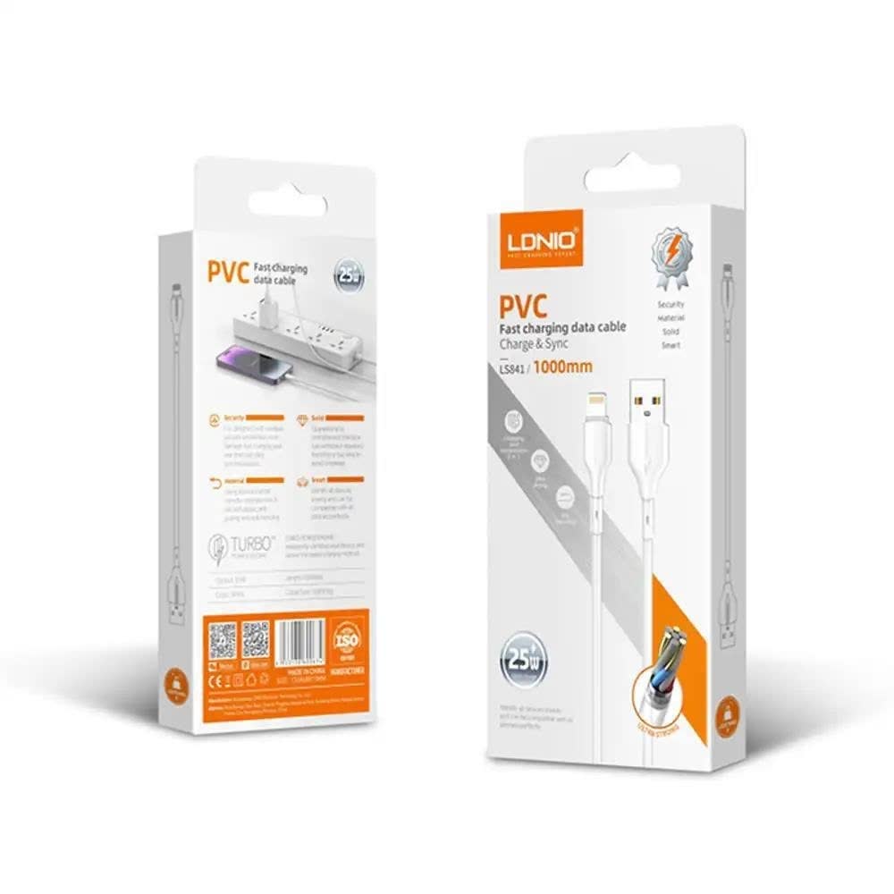 کابل شارژ 25 وات لایتنیگ آیفون فست شارژ مدل LDINO LS-841