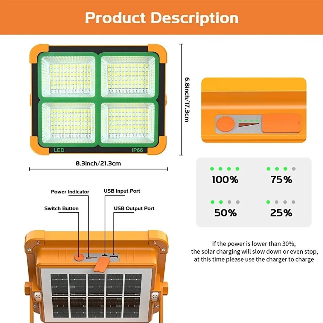 پروژکتور شارژی خورشیدی آفتابی و مهتابی KY-100W
