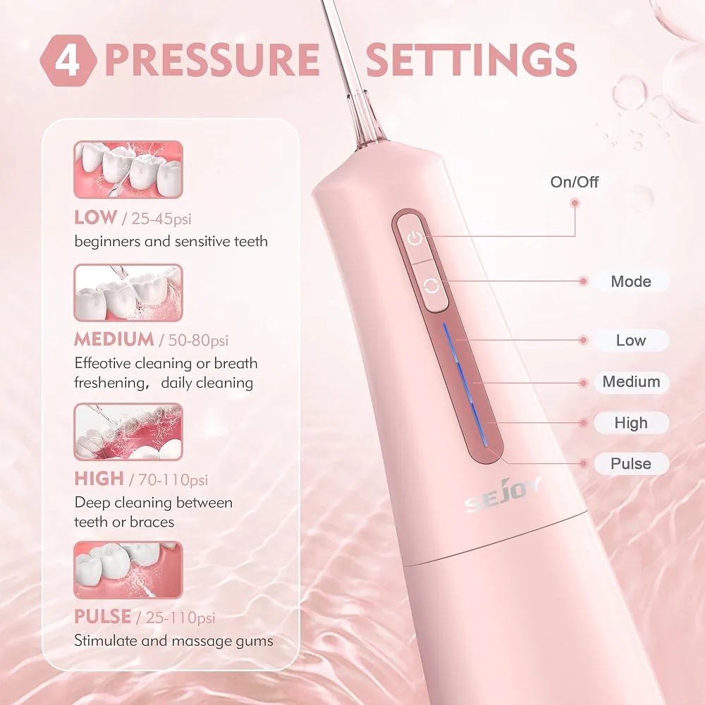 واترجت دندان Sejoy Water Flosser مخزن 300 میلی لیتر ضد آب IPX7