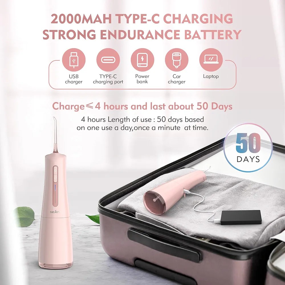 واترجت دندان Sejoy Water Flosser مخزن 300 میلی لیتر ضد آب IPX7