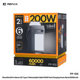 پاوربانک 200 وات ظرفیت 60 هزار میلی آمپر ریمکس مدل REMAX FP103