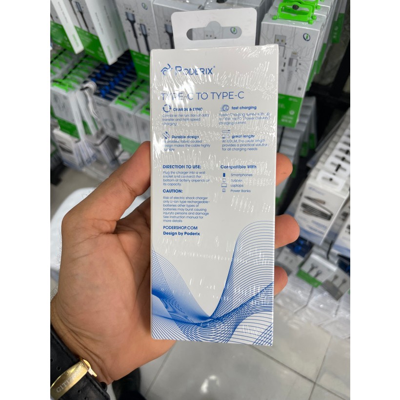 کابل شارژ 66 وات دو سر تایپ سی مدل PODERIX THICKLINE