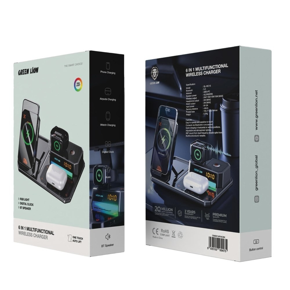 شارژر وایرلس Green Lion مدل 6in1 Multifunctional