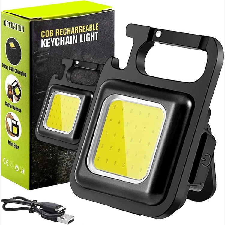 چراغ قوه کوچک قابل شارژ مربعی،چراغ تاکتیکال کمپینگ شارژی چندکاره مگنتی مدل KEYCHAIN LIGHT (چراغ اضطراری)