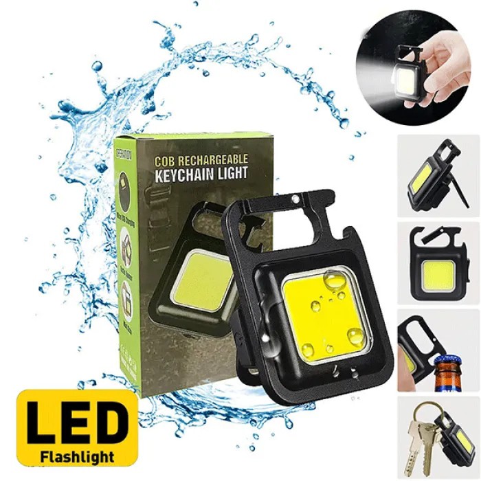 چراغ قوه کوچک قابل شارژ مربعی،چراغ تاکتیکال کمپینگ شارژی چندکاره مگنتی مدل KEYCHAIN LIGHT (چراغ اضطراری)