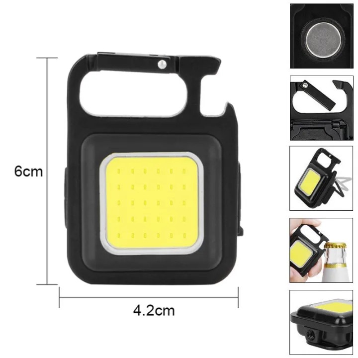 چراغ قوه کوچک قابل شارژ مربعی،چراغ تاکتیکال کمپینگ شارژی چندکاره مگنتی مدل KEYCHAIN LIGHT (چراغ اضطراری)