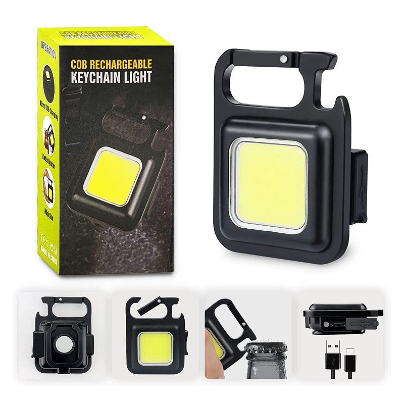 چراغ قوه کوچک قابل شارژ مربعی،چراغ تاکتیکال کمپینگ شارژی چندکاره مگنتی مدل KEYCHAIN LIGHT (چراغ اضطراری)