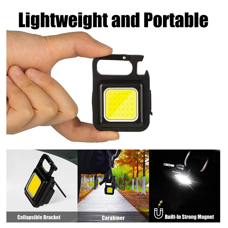 چراغ قوه کوچک قابل شارژ مربعی،چراغ تاکتیکال کمپینگ شارژی چندکاره مگنتی مدل KEYCHAIN LIGHT (چراغ اضطراری)