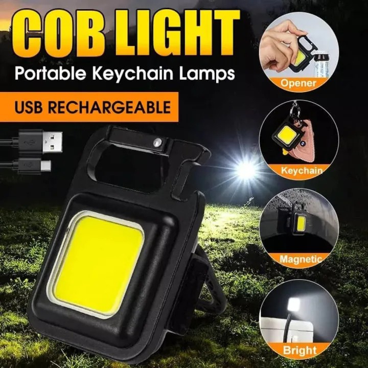 چراغ قوه کوچک قابل شارژ مربعی،چراغ تاکتیکال کمپینگ شارژی چندکاره مگنتی مدل KEYCHAIN LIGHT (چراغ اضطراری)