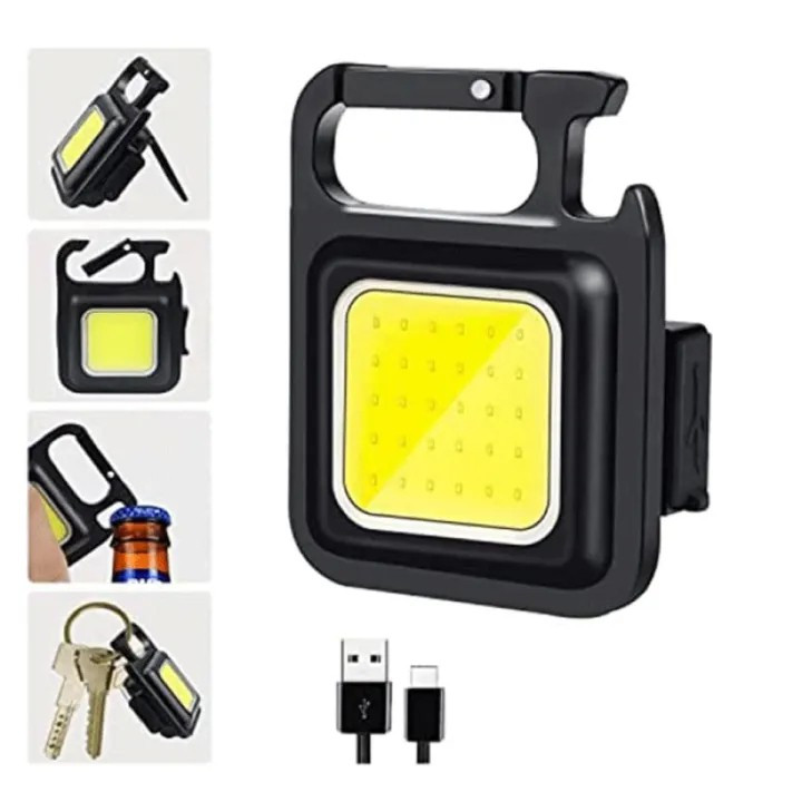 چراغ قوه کوچک قابل شارژ مربعی،چراغ تاکتیکال کمپینگ شارژی چندکاره مگنتی مدل KEYCHAIN LIGHT (چراغ اضطراری)