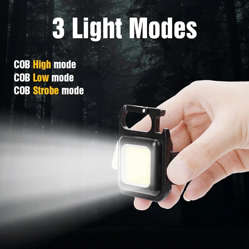چراغ قوه کوچک قابل شارژ مربعی،چراغ تاکتیکال کمپینگ شارژی چندکاره مگنتی مدل KEYCHAIN LIGHT (چراغ اضطراری)
