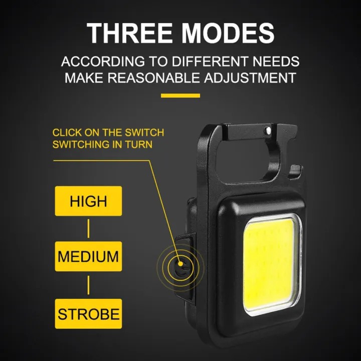چراغ قوه کوچک قابل شارژ مربعی،چراغ تاکتیکال کمپینگ شارژی چندکاره مگنتی مدل KEYCHAIN LIGHT (چراغ اضطراری)