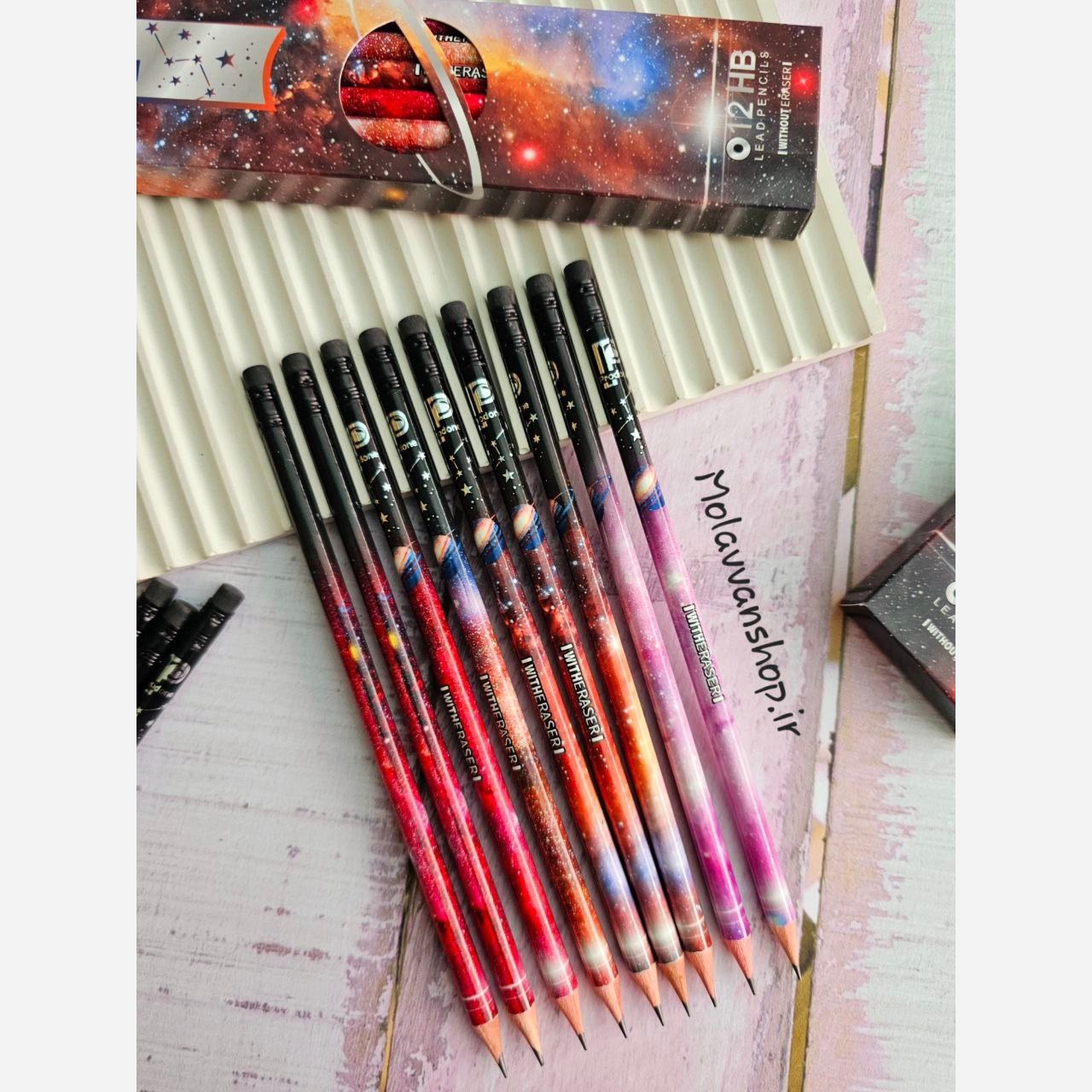 مداد مشکی طرحدار کهکشانی (سر پاکن دار) برند پرودون مدل PR-6622 بسته 1 عددی