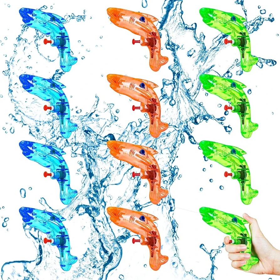 تفنگ آبپاش فانتزی کیوت و بانمک طرح کوسه (4.3 اینچی) مدل BB533،دارای بدنه پلاستیکی شفاف،مناسب برای تمامی رده های سنی