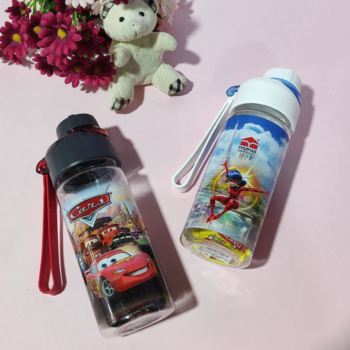 بطری آب انرژی شخصیت کارتونی بدون نی برند مانیا MANIA کد 103813 حجم 430 میلی لیتر بسته 1 عددی (قمقمه فانتزی دانش آموزی)