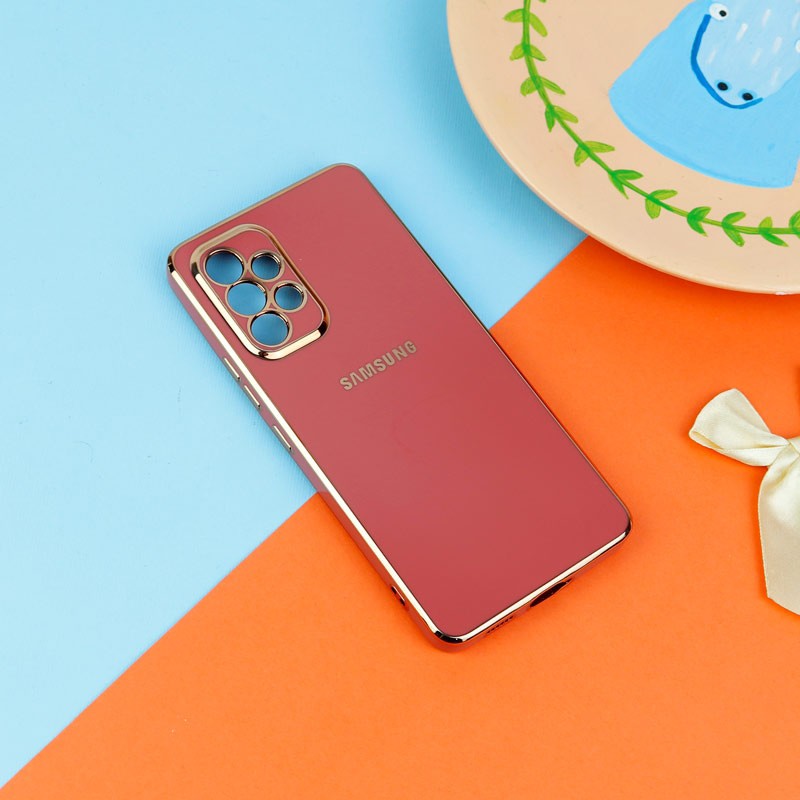 قاب گوشی ژله ای مای کیس گلد لاین دور طلایی براق محافظ لنز دار برای گوشی Samsung Galaxy A53 5g