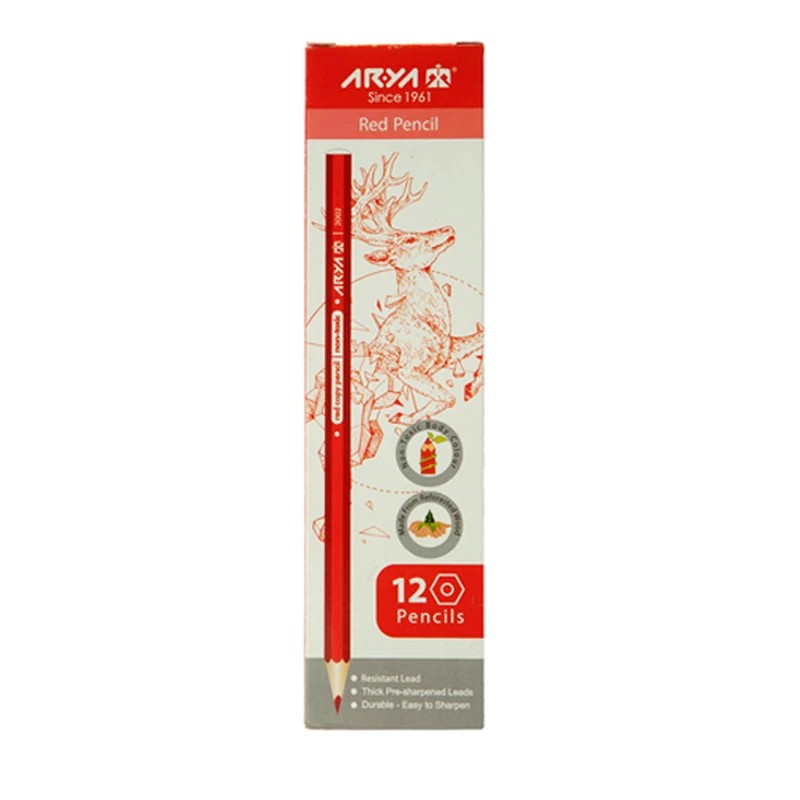مداد قرمز آریا ARIYA کد 3002 مدل non-toxic بسته 12 عددی