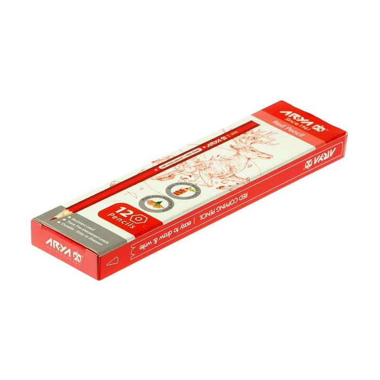 مداد قرمز آریا ARIYA کد 3002 مدل non-toxic بسته 12 عددی