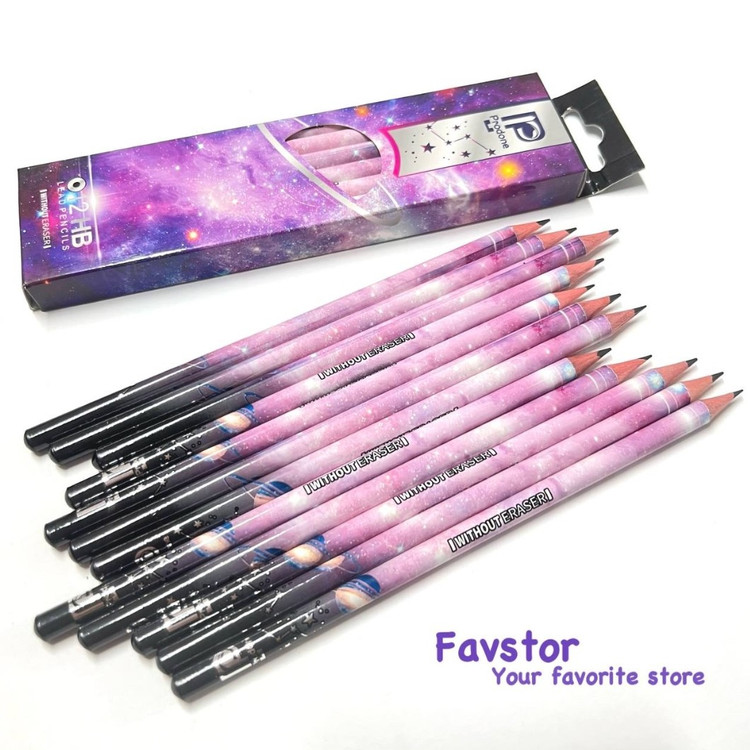 مداد مشکی طرحدار کهکشانی (سر پاکن دار) برند پرودون مدل PR-6622 بسته 12 عددی