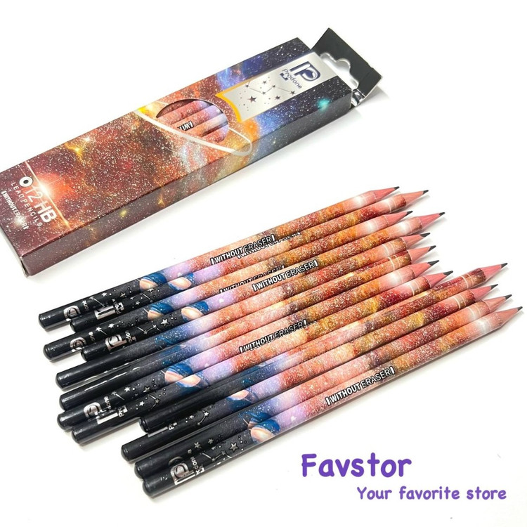 مداد مشکی طرحدار کهکشانی (سر پاکن دار) برند پرودون مدل PR-6622 بسته 12 عددی
