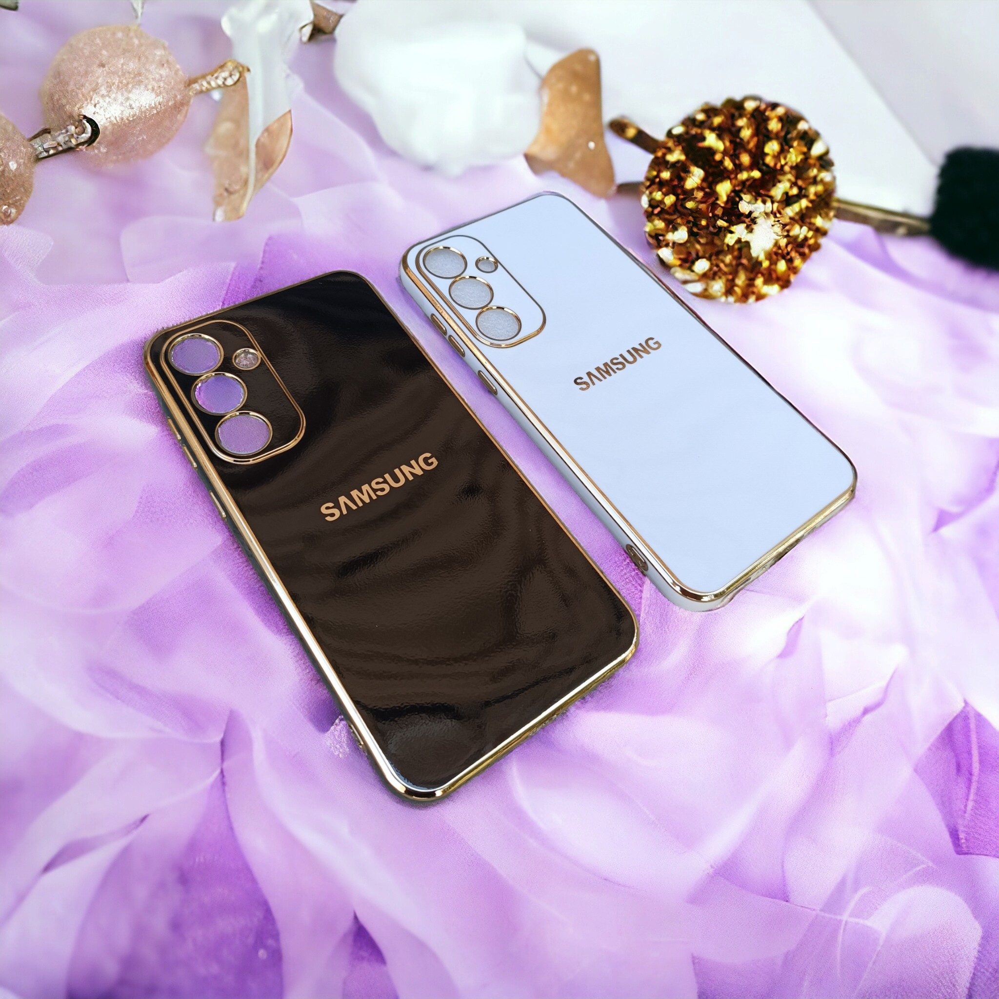 قاب گوشی ژله ای مای کیس گلد لاین دور طلایی براق محافظ لنز دار برای گوشی Samsung Galaxy A35 5G