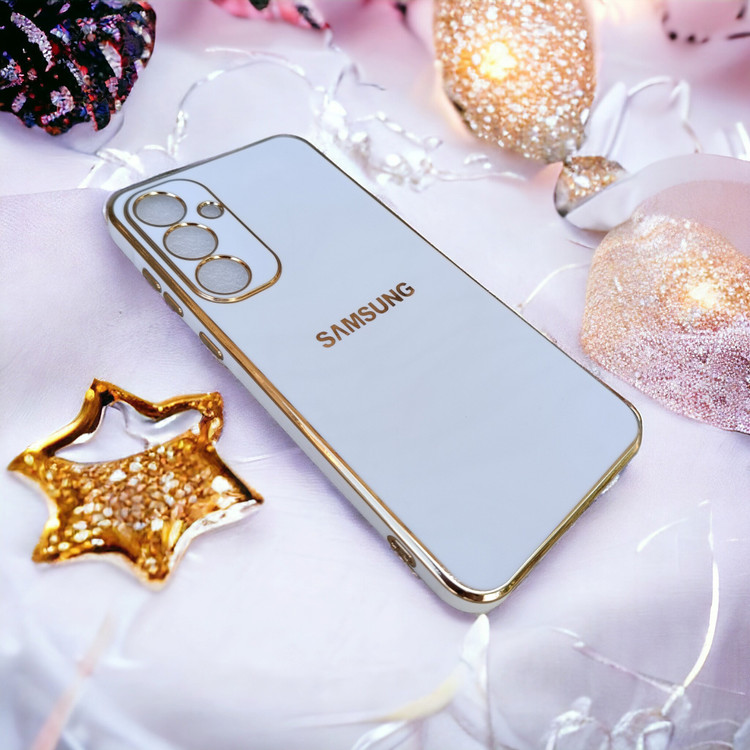 قاب گوشی ژله ای مای کیس گلد لاین دور طلایی براق محافظ لنز دار برای گوشی Samsung Galaxy A35 5G