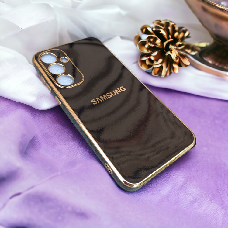 قاب گوشی ژله ای مای کیس گلد لاین دور طلایی براق محافظ لنز دار برای گوشی Samsung Galaxy A35 5G