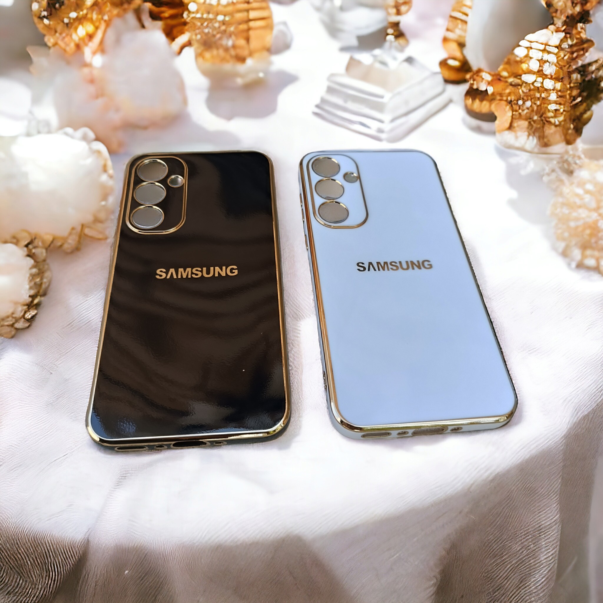 قاب گوشی ژله ای مای کیس گلد لاین دور طلایی براق محافظ لنز دار برای گوشی Samsung Galaxy A35 5G
