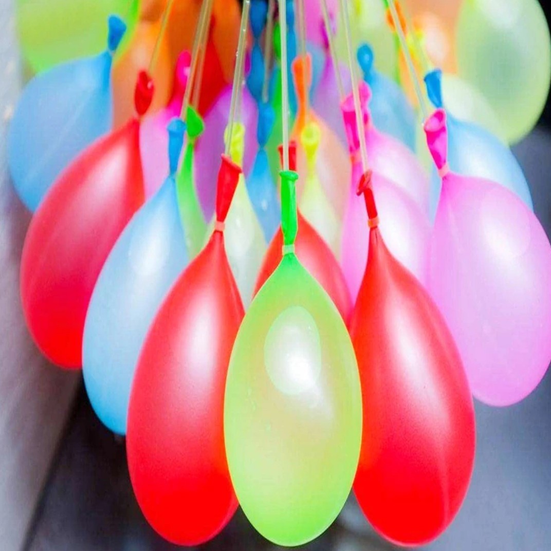 ابزار شوخی بادکنک آبی مدل happy baby balloons مجموعه 111 عددی،همراه با رابط اتصال به شلنگ