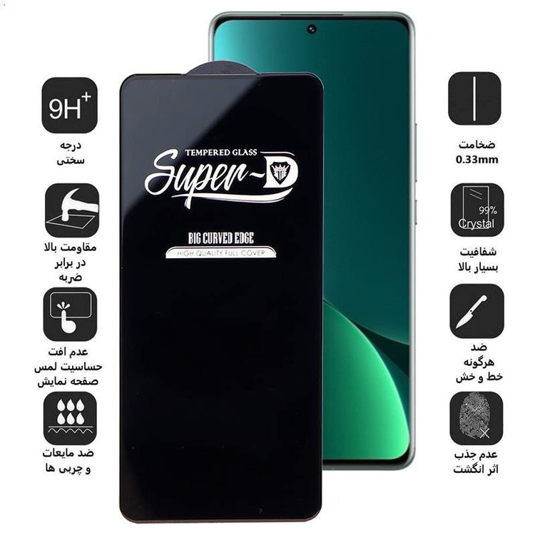 محافظ صفحه نمایش HK مدل Super D مناسب برای گوشی موبایل Xiaomi Redmi 12/Redmi Note 12R/Poco M6 Pro