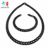 ست دستبند و گردنبند کارتیر مردانه،رنگ ثابت و ضد حساسیت،در سه رنگ مشکی،نقره ای،طلایی،متریال این کار استیل درجه یک میباشد