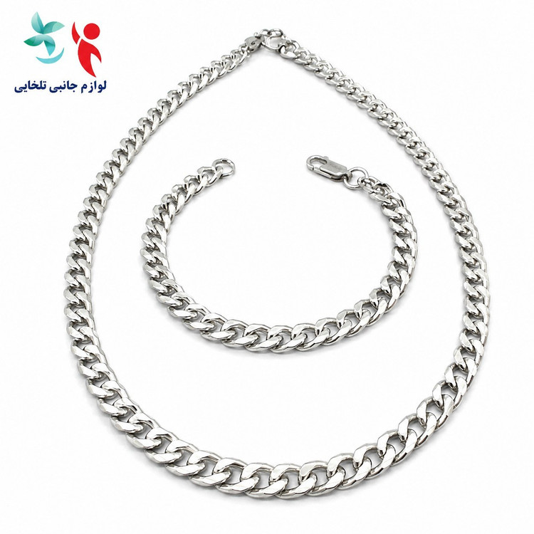 ست دستبند و گردنبند کارتیر مردانه،رنگ ثابت و ضد حساسیت،در سه رنگ مشکی،نقره ای،طلایی،متریال این کار استیل درجه یک میباشد