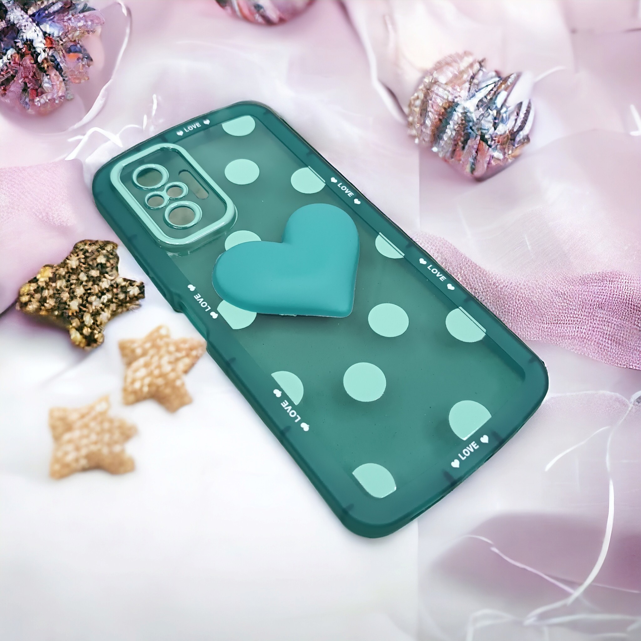 قاب فانتزی محافظ لنز دار قلبی همراه با حلقه ست مناسب برای گوشی موبایل Redmi Note 10 Pro 4g-Note 10 Pro Max