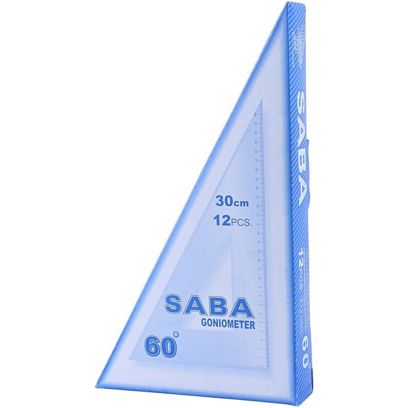 گونیا 60 درجه (مهندسی) شفاف به طول 30 سانتی متر برند صبا SABA (بسته 1 عددی)