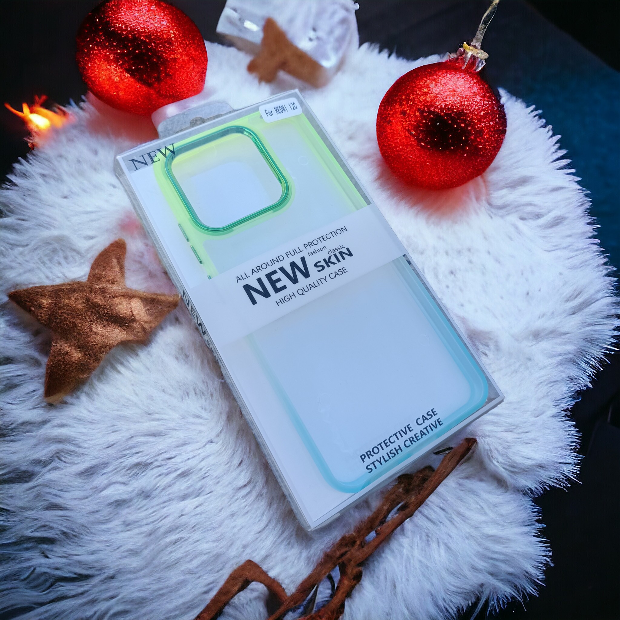 کاور شفاف دکمه فلزی دو رنگ مدل New Skin مناسب برای گوشی Xiaomi Redmi 12C
