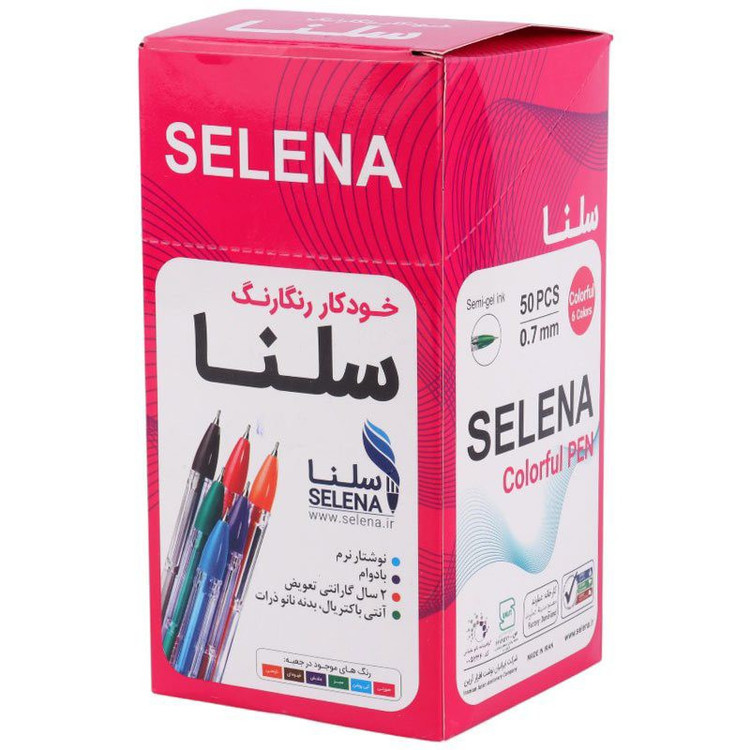 خودکار سلنا با قطر نوشتاری 0.7 میلی متری،دارای بدنه ای از جنس کریستال شفاف،دارای گیره برای حمل در جیب (بسته 1 عددی)