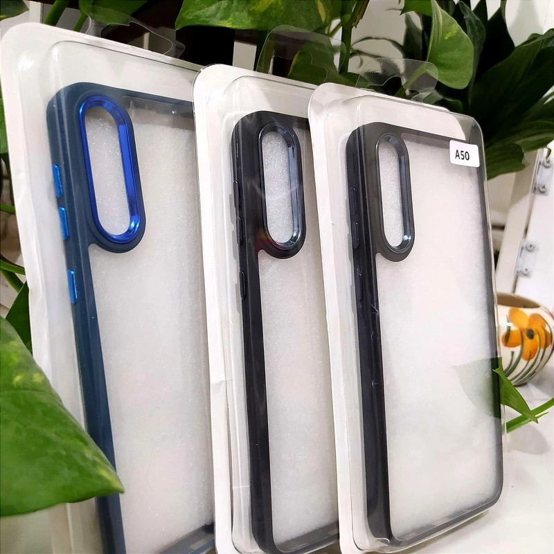کاور شفاف دکمه فلزی مدل New Skin مناسب برای گوشی موبایل Samsung Galaxy A50-A50s-A30s