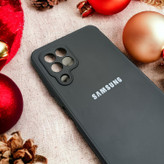 کاور ژله ای مشکی لوگودار محافظ لنز دار مناسب برای گوشی Samsung Galaxy A22 4G