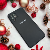 کاور ژله ای مشکی لوگودار محافظ لنز دار مناسب برای گوشی Samsung Galaxy A22 4G