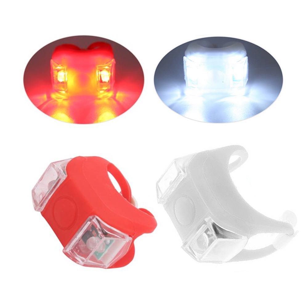 ست چراغ جلو و عقب دوچرخه ژله ای باتری خور LED (دارای 3 حالت نوردهی) مدل HL-009 بسته 2 عددی